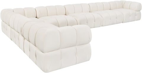 Camden Cream Velvet Performance Fabric Upholstered Sectional, 7-Piece (Style 4)