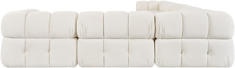 Camden Cream Velvet Performance Fabric Upholstered Sectional, 7-Piece (Style 4)