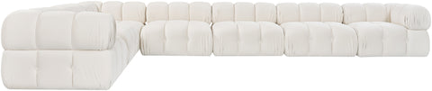 Camden Cream Velvet Performance Fabric Upholstered Sectional, 7-Piece (Style 4)