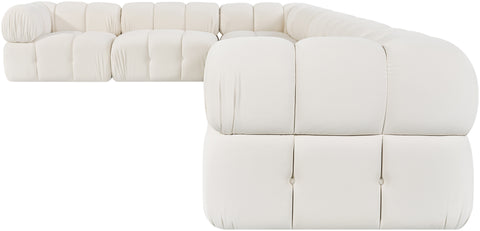 Camden Cream Velvet Performance Fabric Upholstered Sectional, 7-Piece (Style 4)