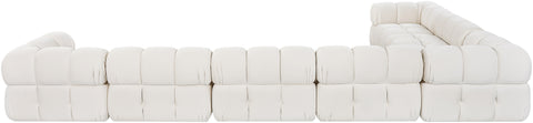 Camden Cream Velvet Performance Fabric Upholstered Sectional, 7-Piece (Style 4)