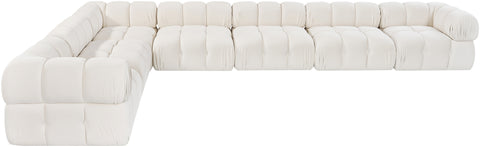 Camden Cream Velvet Performance Fabric Upholstered Sectional, 7-Piece (Style 4)
