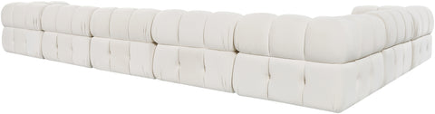 Camden Cream Velvet Performance Fabric Upholstered Sectional, 7-Piece (Style 4)