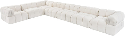 Camden Cream Velvet Performance Fabric Upholstered Sectional, 7-Piece (Style 4)
