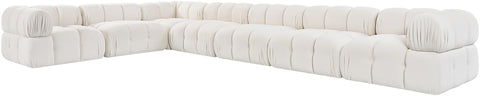 Camden Cream Velvet Performance Fabric Upholstered Sectional, 7-Piece (Style 4)