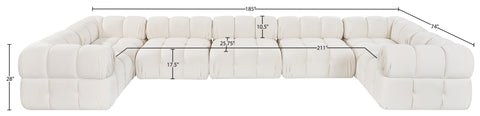 Camden Cream Velvet Performance Fabric Upholstered Sectional, 7-Piece (Style 6)
