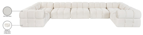 Camden Cream Velvet Performance Fabric Upholstered Sectional, 7-Piece (Style 6)