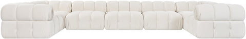 Camden Cream Velvet Performance Fabric Upholstered Sectional, 7-Piece (Style 6)