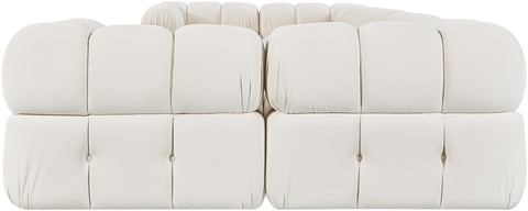Camden Cream Velvet Performance Fabric Upholstered Sectional, 7-Piece (Style 6)