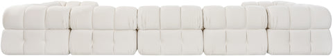 Camden Cream Velvet Performance Fabric Upholstered Sectional, 7-Piece (Style 6)