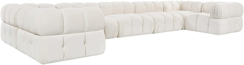 Camden Cream Velvet Performance Fabric Upholstered Sectional, 7-Piece (Style 6)