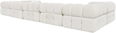 Camden Cream Velvet Performance Fabric Upholstered Sectional, 7-Piece (Style 6)