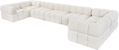 Camden Cream Velvet Performance Fabric Upholstered Sectional, 7-Piece (Style 6)