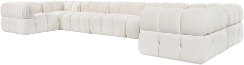 Camden Cream Velvet Performance Fabric Upholstered Sectional, 7-Piece (Style 6)