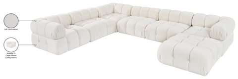 Camden Cream Velvet Performance Fabric Upholstered Sectional, 7-Piece (Style 7)