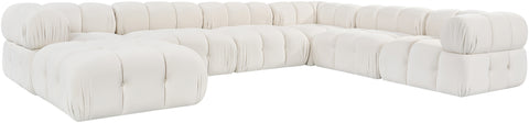 Camden Cream Velvet Performance Fabric Upholstered Sectional, 7-Piece (Style 7)