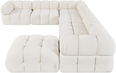 Camden Cream Velvet Performance Fabric Upholstered Sectional, 7-Piece (Style 7)