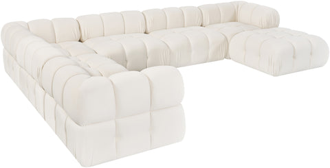 Camden Cream Velvet Performance Fabric Upholstered Sectional, 7-Piece (Style 7)