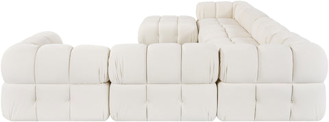 Camden Cream Velvet Performance Fabric Upholstered Sectional, 7-Piece (Style 7)