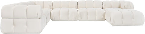 Camden Cream Velvet Performance Fabric Upholstered Sectional, 7-Piece (Style 7)