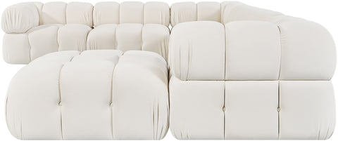 Camden Cream Velvet Performance Fabric Upholstered Sectional, 7-Piece (Style 7)