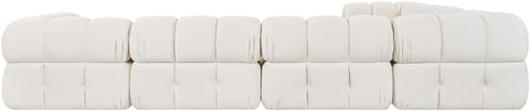 Camden Cream Velvet Performance Fabric Upholstered Sectional, 7-Piece (Style 7)
