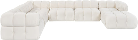 Camden Cream Velvet Performance Fabric Upholstered Sectional, 7-Piece (Style 7)