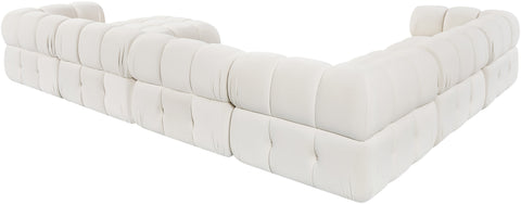 Camden Cream Velvet Performance Fabric Upholstered Sectional, 7-Piece (Style 7)