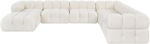 Camden Cream Velvet Performance Fabric Upholstered Sectional, 7-Piece (Style 7)