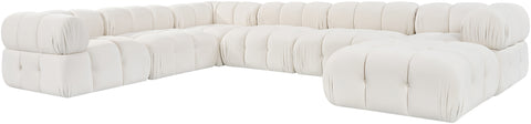 Camden Cream Velvet Performance Fabric Upholstered Sectional, 7-Piece (Style 7)