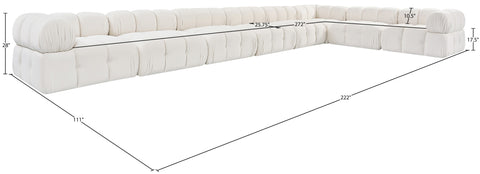 Camden Cream Velvet Performance Fabric Upholstered Sectional, 8-Piece (Style 2)