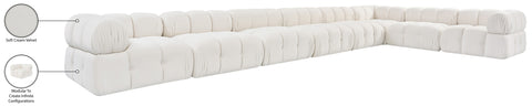 Camden Cream Velvet Performance Fabric Upholstered Sectional, 8-Piece (Style 2)