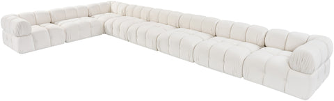 Camden Cream Velvet Performance Fabric Upholstered Sectional, 8-Piece (Style 2)