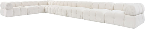 Camden Cream Velvet Performance Fabric Upholstered Sectional, 8-Piece (Style 2)