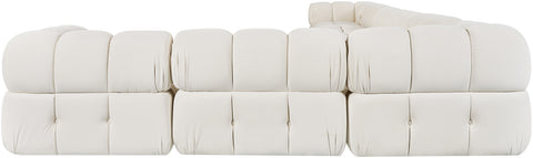 Camden Cream Velvet Performance Fabric Upholstered Sectional, 8-Piece (Style 2)