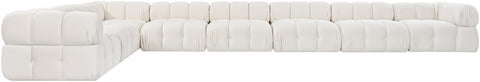 Camden Cream Velvet Performance Fabric Upholstered Sectional, 8-Piece (Style 2)