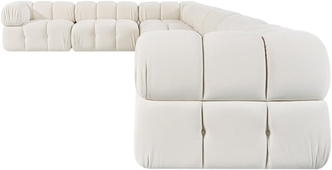 Camden Cream Velvet Performance Fabric Upholstered Sectional, 8-Piece (Style 2)