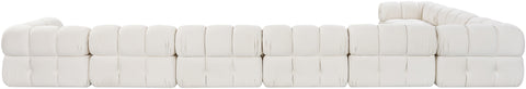 Camden Cream Velvet Performance Fabric Upholstered Sectional, 8-Piece (Style 2)