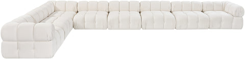 Camden Cream Velvet Performance Fabric Upholstered Sectional, 8-Piece (Style 2)