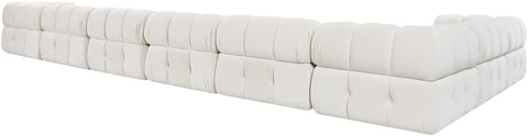 Camden Cream Velvet Performance Fabric Upholstered Sectional, 8-Piece (Style 2)
