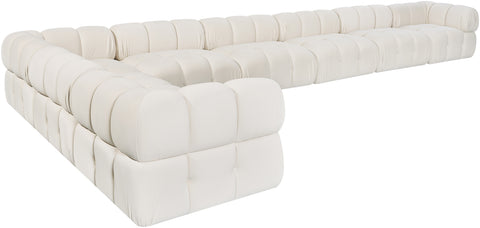 Camden Cream Velvet Performance Fabric Upholstered Sectional, 8-Piece (Style 2)