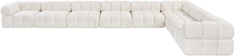 Camden Cream Velvet Performance Fabric Upholstered Sectional, 8-Piece (Style 2)