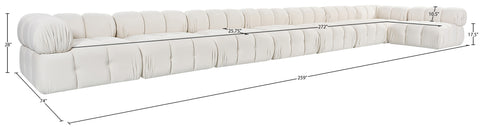 Camden Cream Velvet Performance Fabric Upholstered Sectional, 8-Piece (Style 4)