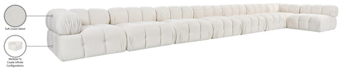 Camden Cream Velvet Performance Fabric Upholstered Sectional, 8-Piece (Style 4)
