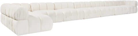 Camden Cream Velvet Performance Fabric Upholstered Sectional, 8-Piece (Style 4)