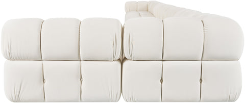 Camden Cream Velvet Performance Fabric Upholstered Sectional, 8-Piece (Style 4)