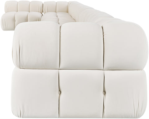 Camden Cream Velvet Performance Fabric Upholstered Sectional, 8-Piece (Style 4)