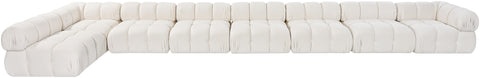 Camden Cream Velvet Performance Fabric Upholstered Sectional, 8-Piece (Style 4)
