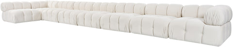 Camden Cream Velvet Performance Fabric Upholstered Sectional, 8-Piece (Style 4)