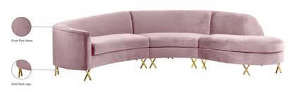 Simba Pink Velvet 3pc. Sectional Sectional